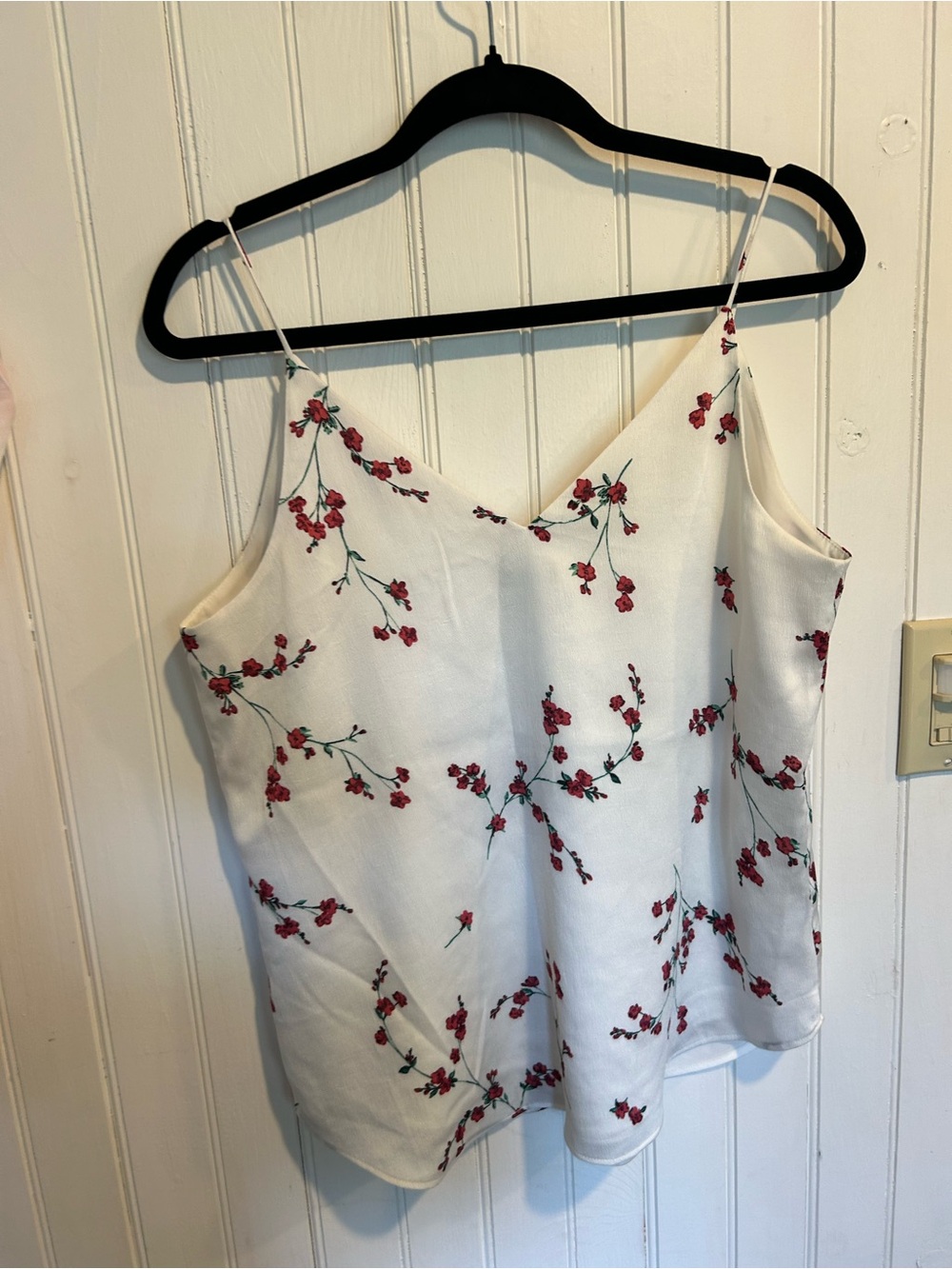 White Floral Spaghetti Strap Cami Top